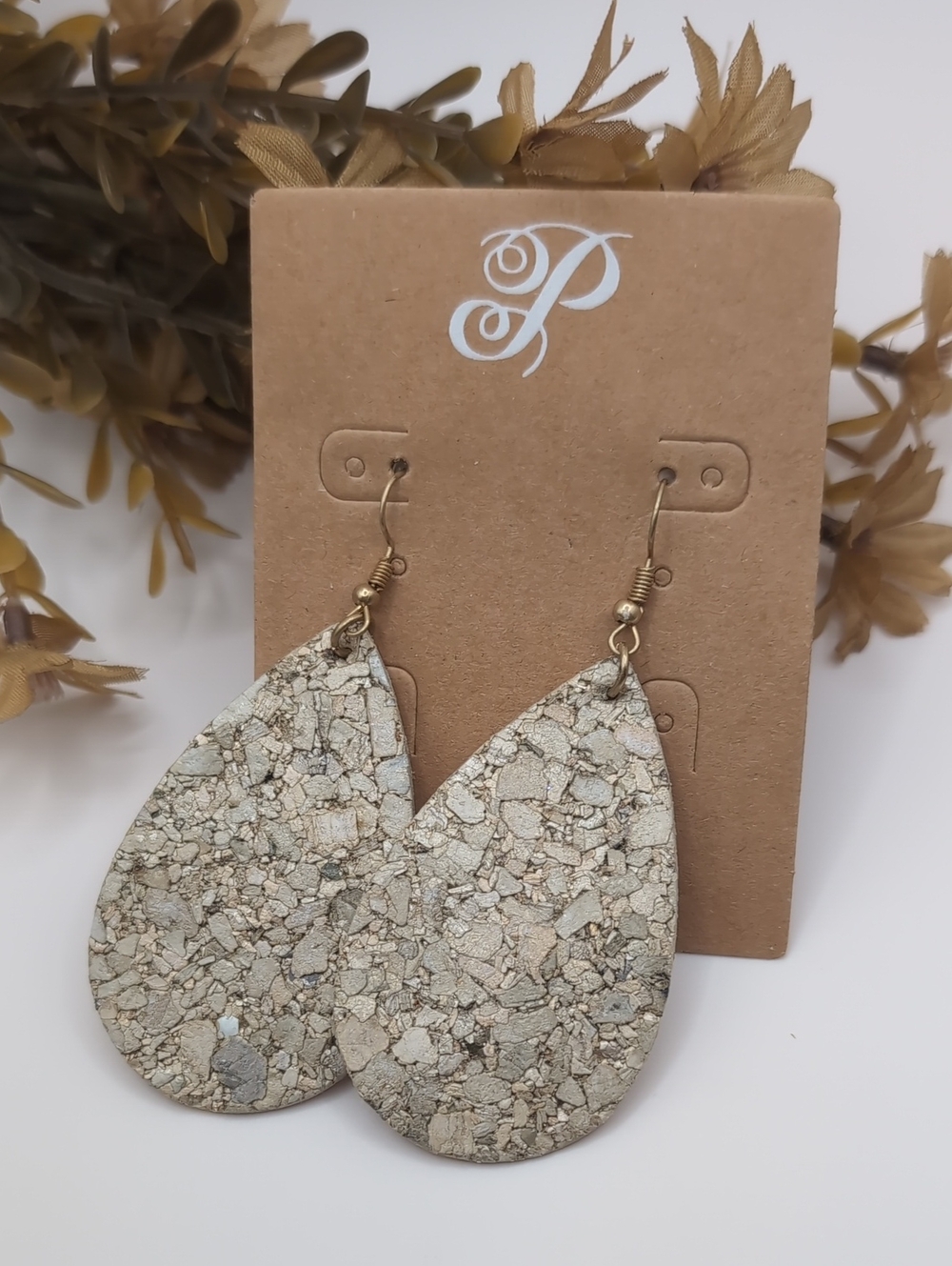Plunder Design Emilee Teardrop Cork Earrings New In Packaging